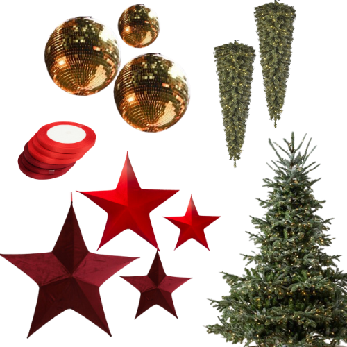 Kerstdecoratie rode glitter pakket