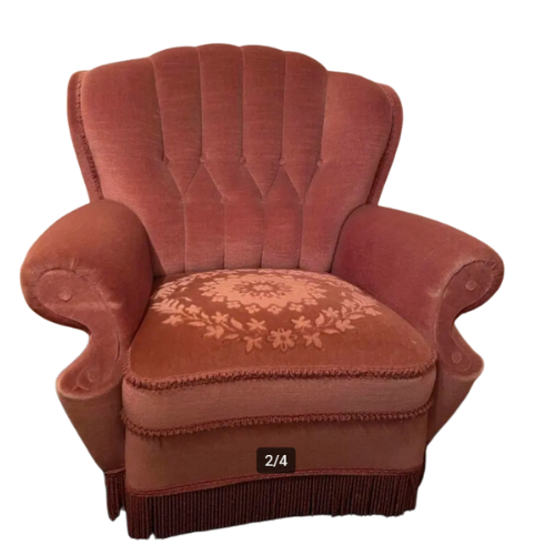 Vintage oud roze 70's stoel