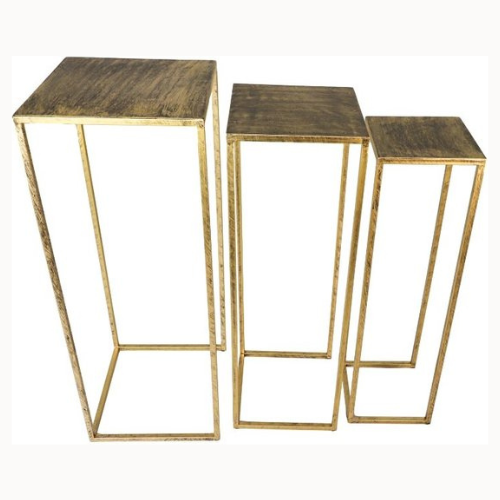 Zuil vierkant goud set 3st