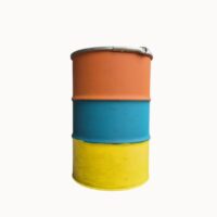 Oliedrum/ statafel Oranje/blauw/geel