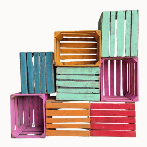Houten Kratten mix multicolour 8st