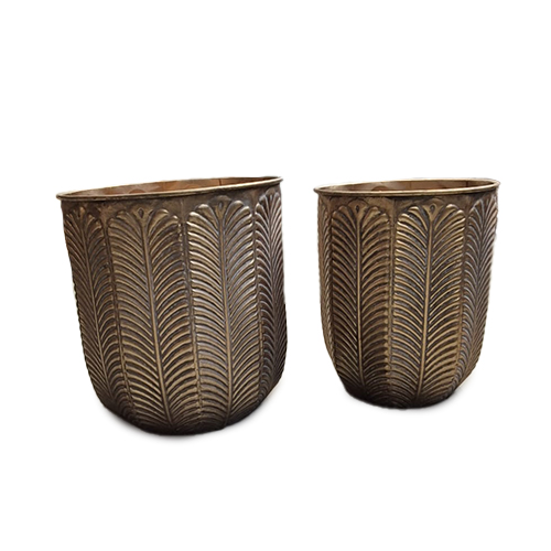 Bloemen/planten pot goud klein set