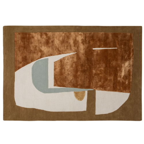 Abstract oker geel vloerkleed