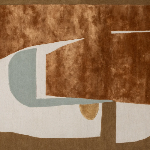 Abstract oker geel vloerkleed - Afbeelding 2