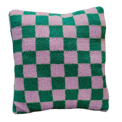 Roze Groen geblokt kussen