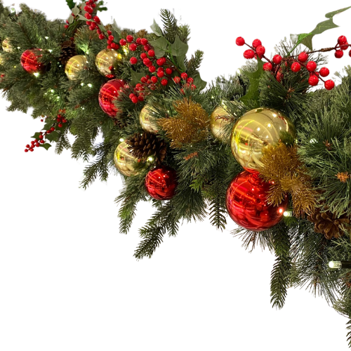 Guirlande Incl. kerstballen "Goud/rood"