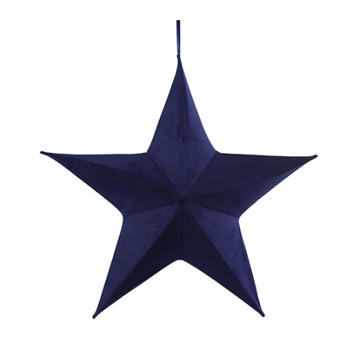 Kerstster fluweel blauw 85 cm